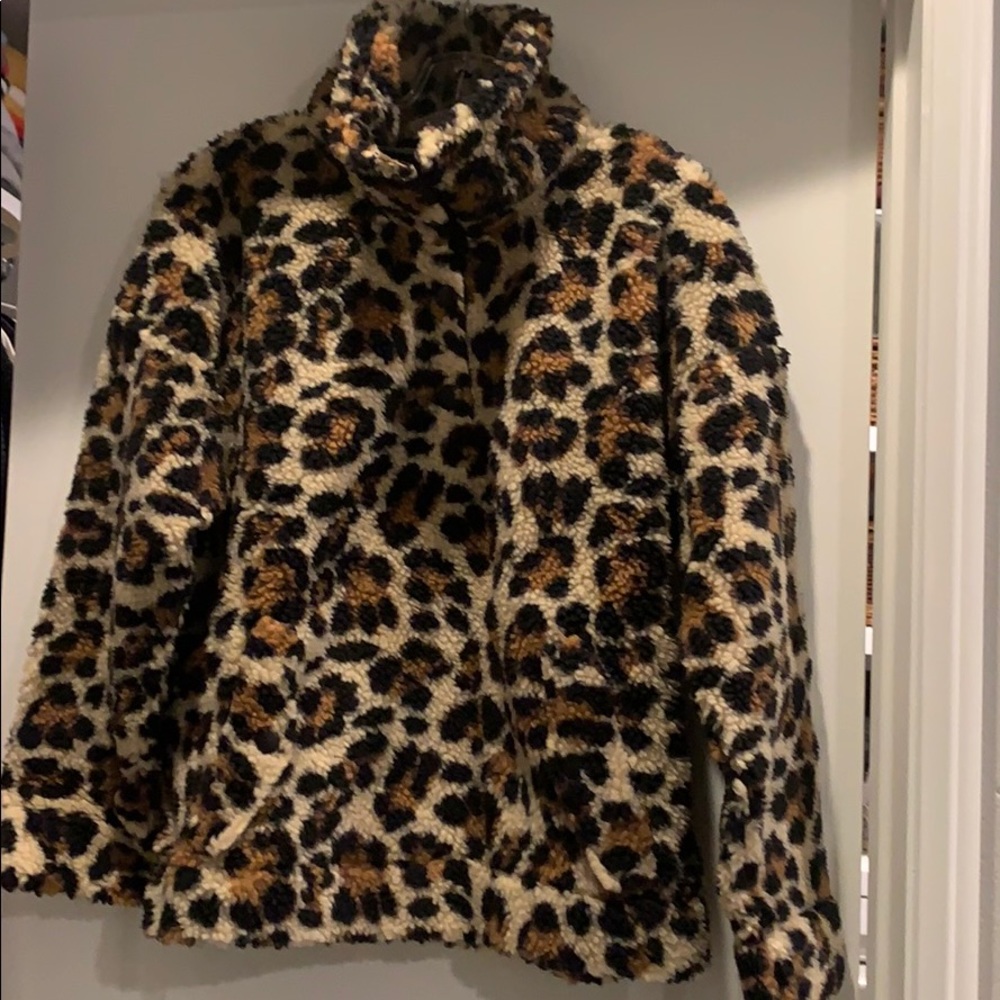 JCrew Sherpa Fleece 3/4 button up pullover